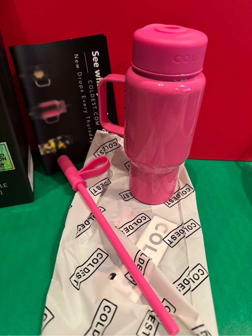 Coldest Glossy Pink Tiny Collectable  Drink Mug with Straw - 6 oz - Picture 7 of 8